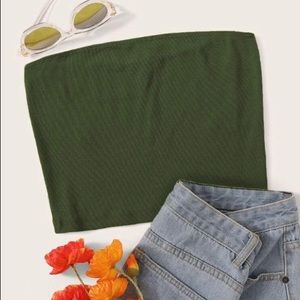 Shein green ripped tube top